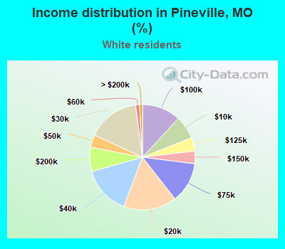 Income distribution in Pineville, MO (%)