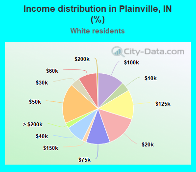 Income distribution in Plainville, IN (%)