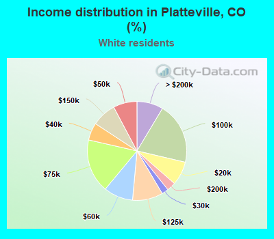 Income distribution in Platteville, CO (%)