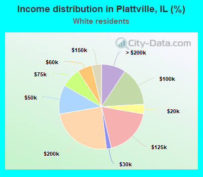 Income distribution in Plattville, IL (%)