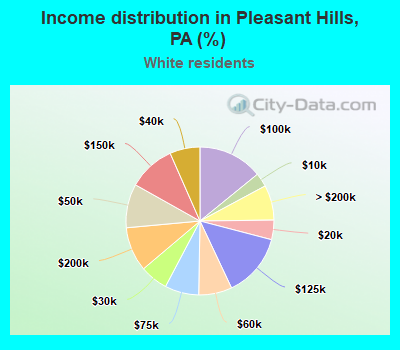 Income distribution in Pleasant Hills, PA (%)