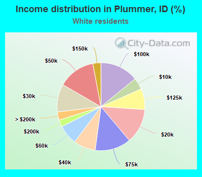 Income distribution in Plummer, ID (%)