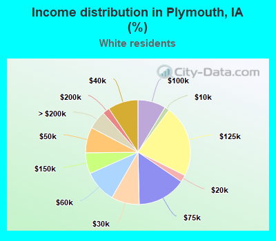 Income distribution in Plymouth, IA (%)