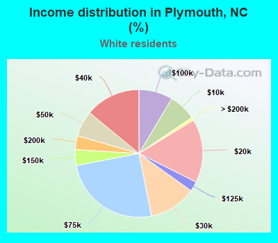 Income distribution in Plymouth, NC (%)
