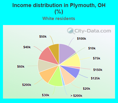 Income distribution in Plymouth, OH (%)