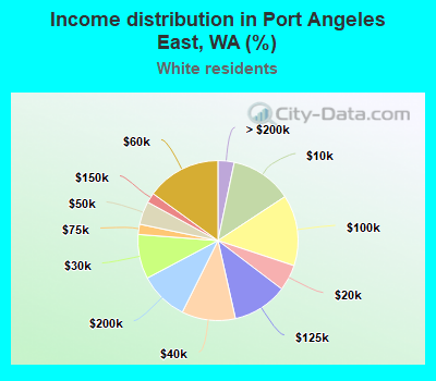 Income distribution in Port Angeles East, WA (%)