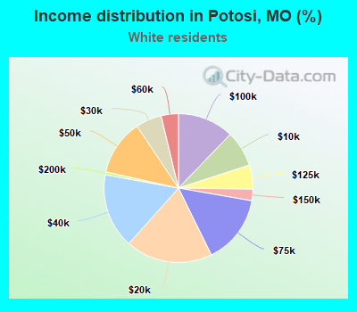 Income distribution in Potosi, MO (%)