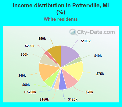 Income distribution in Potterville, MI (%)