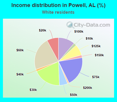 Income distribution in Powell, AL (%)