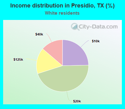 Income distribution in Presidio, TX (%)