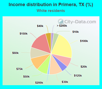 Income distribution in Primera, TX (%)