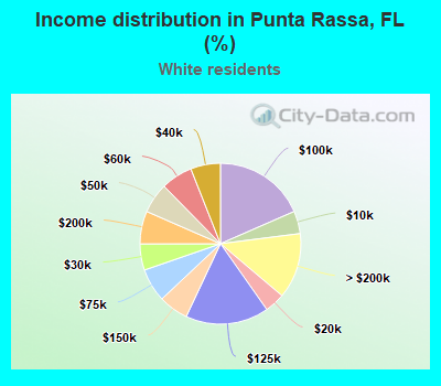 Income distribution in Punta Rassa, FL (%)
