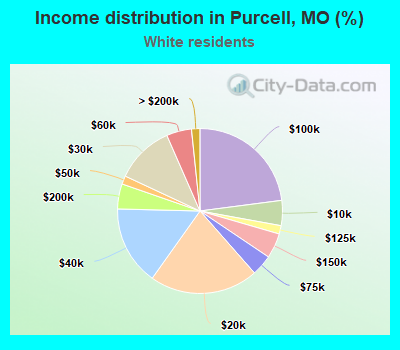 Income distribution in Purcell, MO (%)