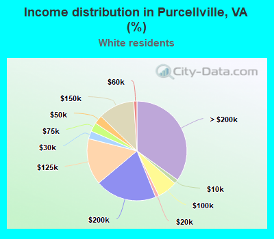 Income distribution in Purcellville, VA (%)