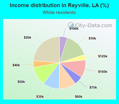 Income distribution in Rayville, LA (%)