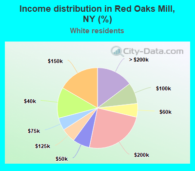 Income distribution in Red Oaks Mill, NY (%)