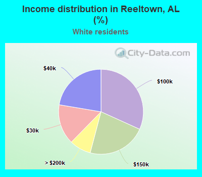 Income distribution in Reeltown, AL (%)