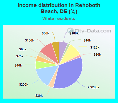 Income distribution in Rehoboth Beach, DE (%)