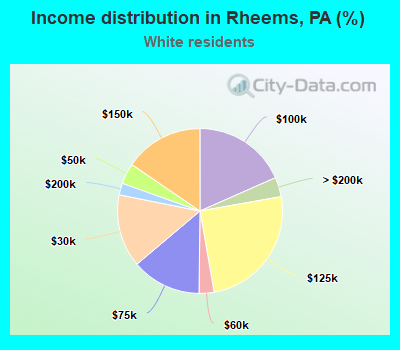 Income distribution in Rheems, PA (%)
