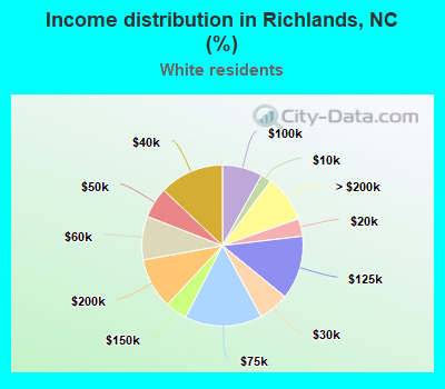 Income distribution in Richlands, NC (%)