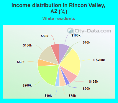 Income distribution in Rincon Valley, AZ (%)
