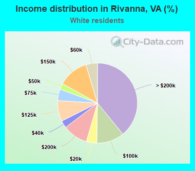 Income distribution in Rivanna, VA (%)