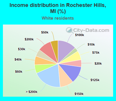 Income distribution in Rochester Hills, MI (%)