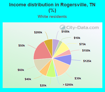 Income distribution in Rogersville, TN (%)