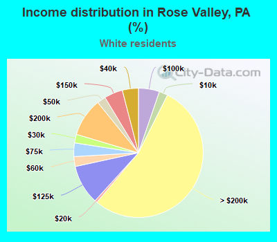 Income distribution in Rose Valley, PA (%)