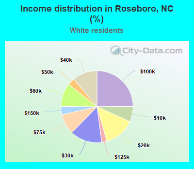 Income distribution in Roseboro, NC (%)