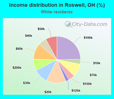 Income distribution in Roswell, OH (%)