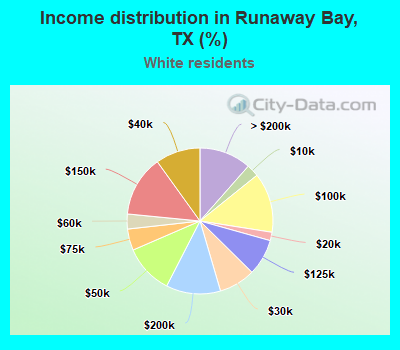 Income distribution in Runaway Bay, TX (%)