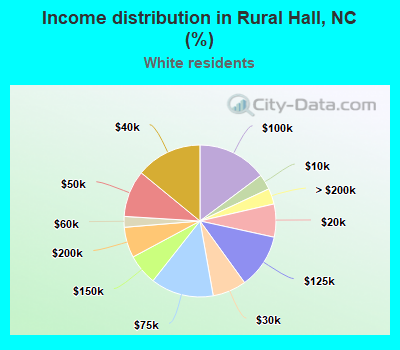 Income distribution in Rural Hall, NC (%)