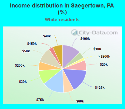 Income distribution in Saegertown, PA (%)