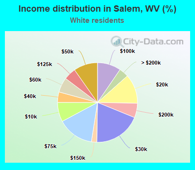 Income distribution in Salem, WV (%)