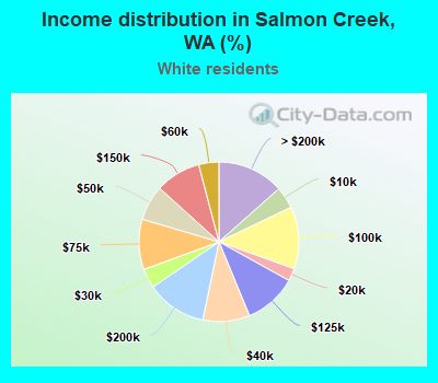 Income distribution in Salmon Creek, WA (%)