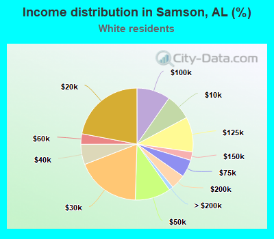 Income distribution in Samson, AL (%)