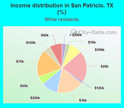 Income distribution in San Patricio, TX (%)