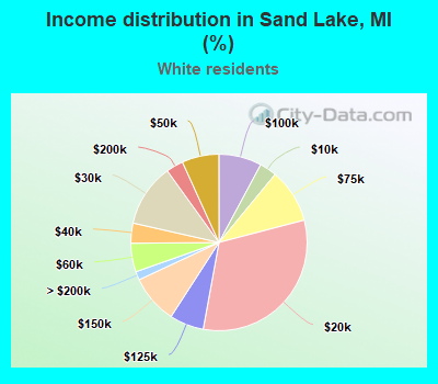 Income distribution in Sand Lake, MI (%)