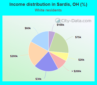Income distribution in Sardis, OH (%)