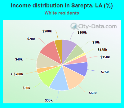 Income distribution in Sarepta, LA (%)