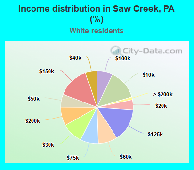 Income distribution in Saw Creek, PA (%)