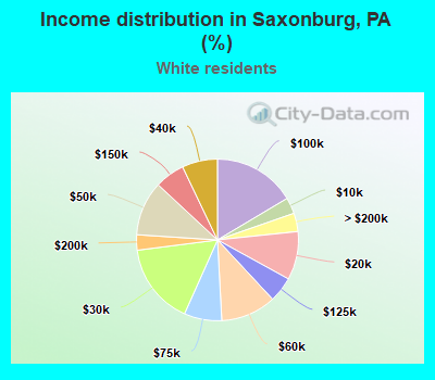 Income distribution in Saxonburg, PA (%)