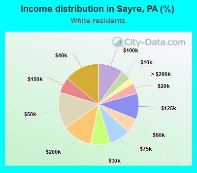 Income distribution in Sayre, PA (%)