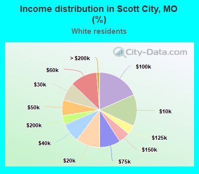 Income distribution in Scott City, MO (%)