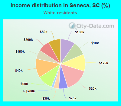 Income distribution in Seneca, SC (%)