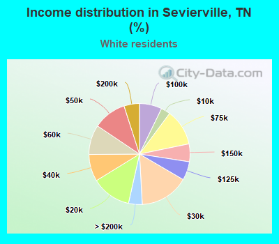 Income distribution in Sevierville, TN (%)