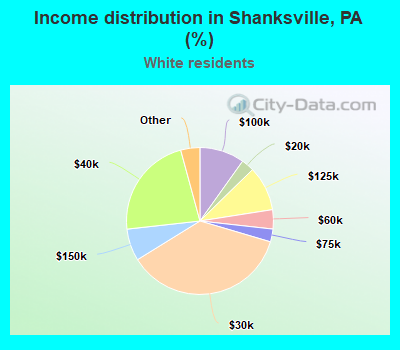 Income distribution in Shanksville, PA (%)