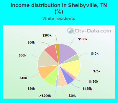 Income distribution in Shelbyville, TN (%)