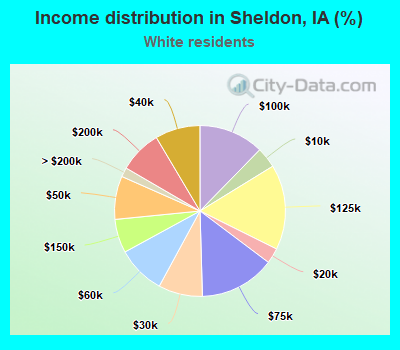 Income distribution in Sheldon, IA (%)